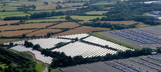 Arial view of solar arrays