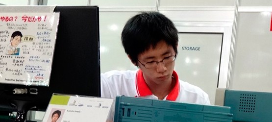 A worker working on the electronic configuration
